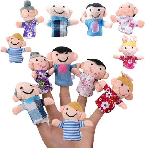 6 Pcs Mini Finger Puppet Set, 6 People Family Members Grandparents Finger Puppets Set, Cloth Velvet Puppets, Story Time Puppets