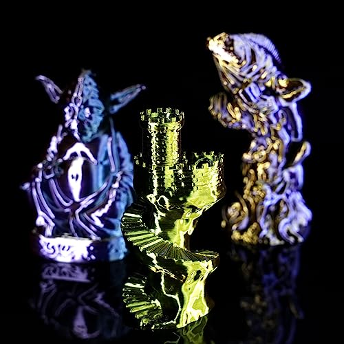 Image of Gratkit Silk Tri-Color PLA Filament，Coextrusion PLA Filament 1.75mm, + /-0.03mm, 1KG /Roll, Silk PLA Gold & Purple & Black