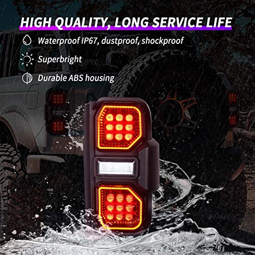 Archaic Tail Lights Assembly For Ford Bronco 2021-2023 2/4 Door, Taillight Assemblies With Bronco Raptor Style, U725 Rear Lamps With Starting Animation, Red Lens, Pair #TOP3