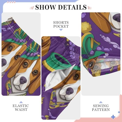 ZZXXB Beagle Mardi Gras Feather Boys Long Pants Soft Trousers Elastic Waist Kids Lounge Bottoms with Pockets S-XL4