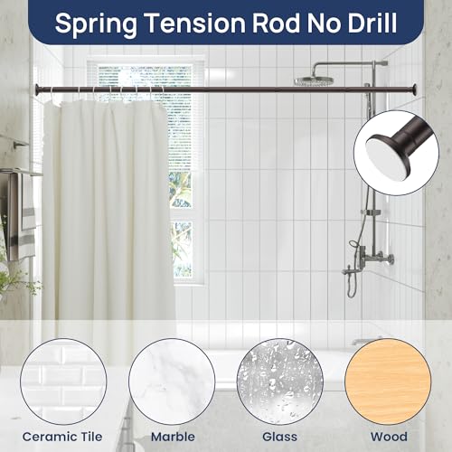 Image of ENJOYBASICS 1 inch Bronze Shower Curtain Rod, 30-76 inch Adjustable, Secure Tension