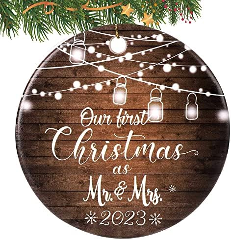Our First Christmas as Mr. and Mrs Ornament 2023, 1st Christmas Married Ornaments, Wedding Gifts for Couple Bride and Groom, Christmas Tree Decoration, Bridal Shower Gift, Newlywed Gift