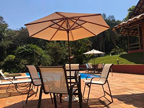 Jogo De Mesa 90cm 4 Cadeiras Alumínio Piscina Com Ombrelone