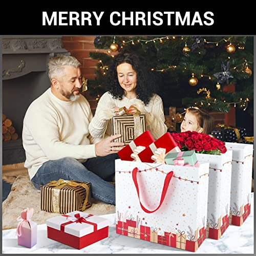 EUSOAR Christmas Large White Gift Wrap Bags, 20 Pack 12.5x4.5x11 Shopping Bags with Handles Bulk, Merchandise Retail Wrapping Bags for Christmas Eve, Grocery, Boutique, Party Favor, Business by EUSOAR - Image 5