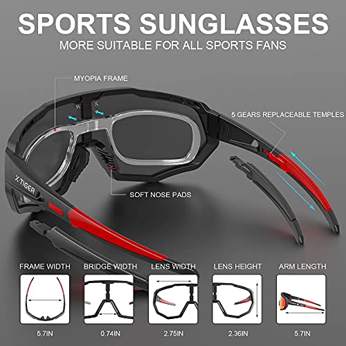 X-Tiger Polarized Sports Sunglasses With 5 Interchangeable Lenses,Mens Womens Cycling Bike Glasses,Baseball Running Fishing Golf Driving Sunglasses #TOP3