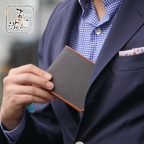 Koshibu Wallet, Italian Leather, Bifold, Pure Bill Purse, Thin, Men's, Made in Japan, Japanese Style, Persimmon Shibu Dyed, Canvas, Leather, No Coin Purse, Birthday Gift for Dad, KSV-011kus (brown)2