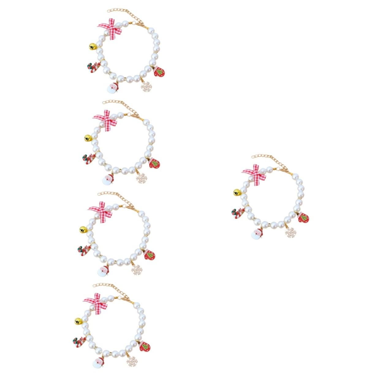 Collier de chat avec cloche et noeud de Noël YARNOW - Lot de 5 pièces pour chiot