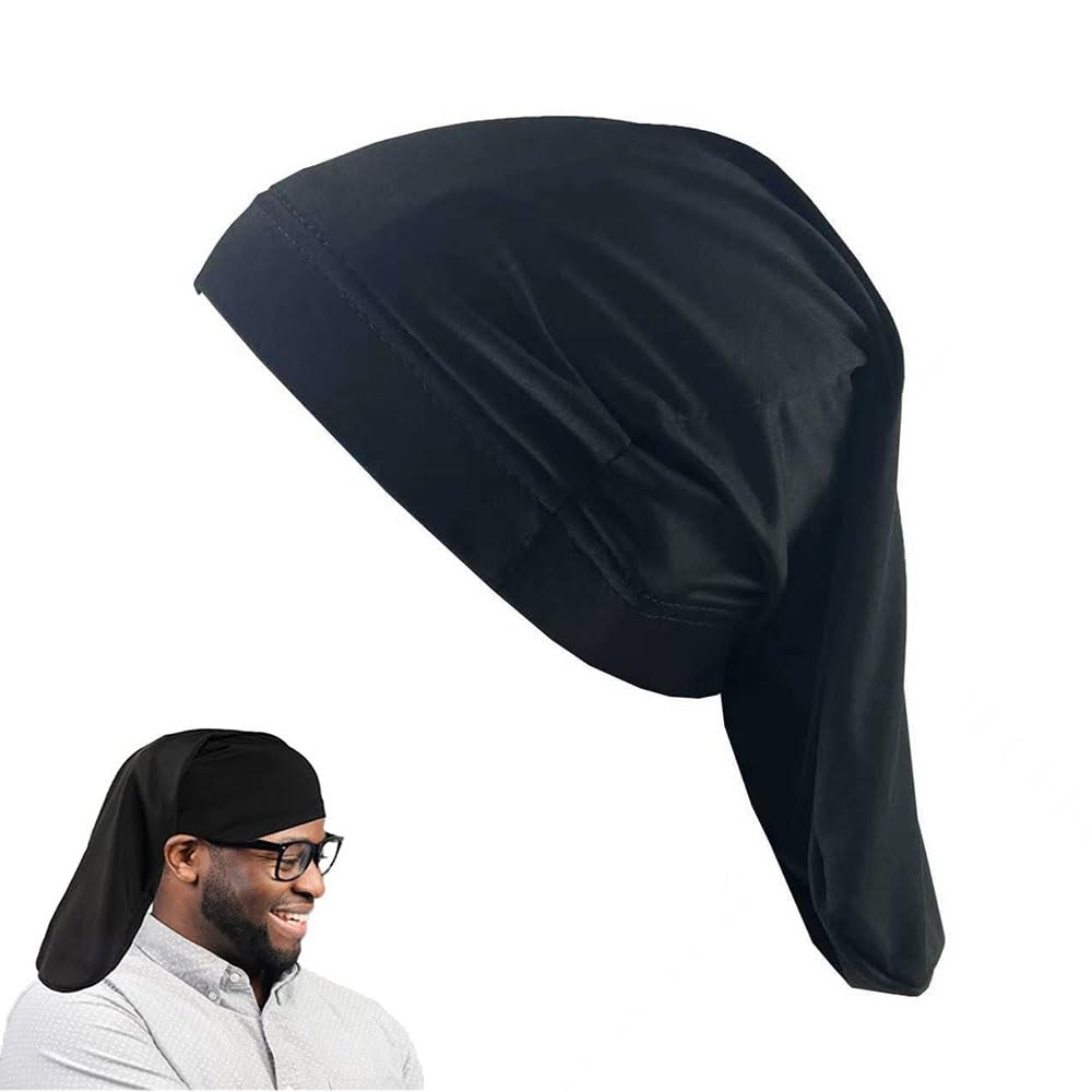 Dreadlock Cap for Long Hair Dreadlock Accessories Dreadlocks Cap Unisex Wide Stretchable Sleeping Bonnet, Head Wraps, Hair Accessories for Men and Women with Dreads - Black