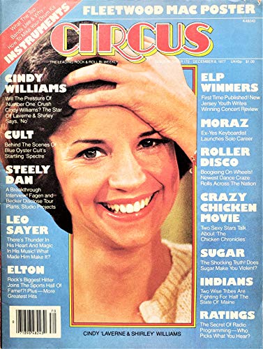Circus Magazine (Cindy 'Laverne & Shirley' Williams , Fleetwood Mac Poster , Cult , Steely Dan , Leo Sayer , Elton , Roller Disco, December 8 , 1977)