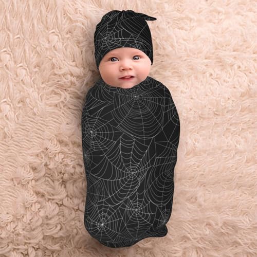 Image of Gothic Swaddle Blanket with Hat for Baby, Swaddling Halloween Theme Baby Stuff