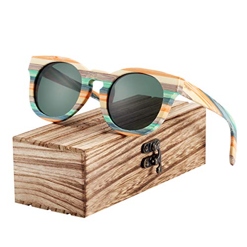Bamboo Sunglasses Polarized Women Multi Color Bamboo Round Sunglasses with Wooden Case2