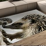 FEIPUHOME Art Alfombra caprichosa del área del Amor del Erizo Madre del Erizo y Alfombra de Piso con patrón de Nariz a Nariz para el Dormitorio de la habitación del Adolescente de Pelo bajo 160x220cm