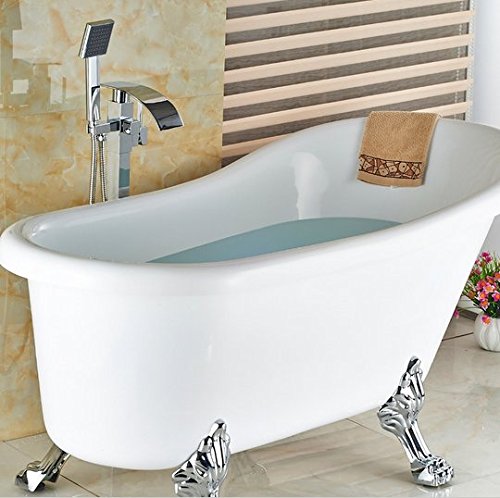 Robinet cascade de baignoire au sol avec douchette pour salle de bain moderne