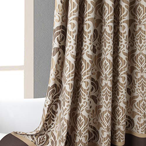 Bestripes Brown Fabric Shower Curtain, Tan And Golden Printed Boho Paisley Damask Pattern Shower Curtains For Bathroom, Waterproof Bathroom Curtains, 72" W X 72" H #TOP4