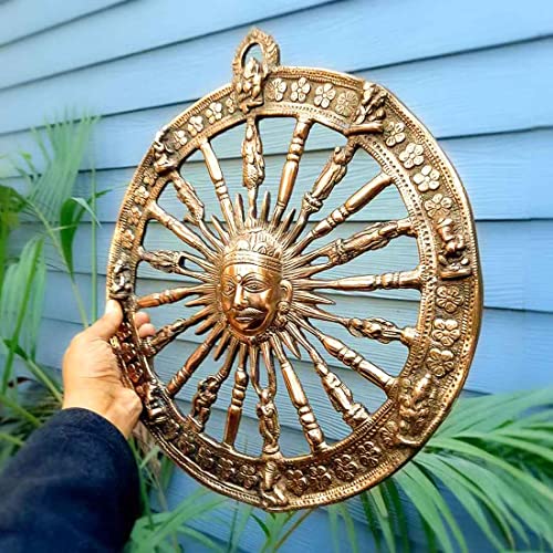 Image of Apka Mart The Online Shop Sun Chakra Wall Hanging Metal (15 Inch | Copper) for Wall Decor, Home Decor, Room Decor, Vastu and Gifts