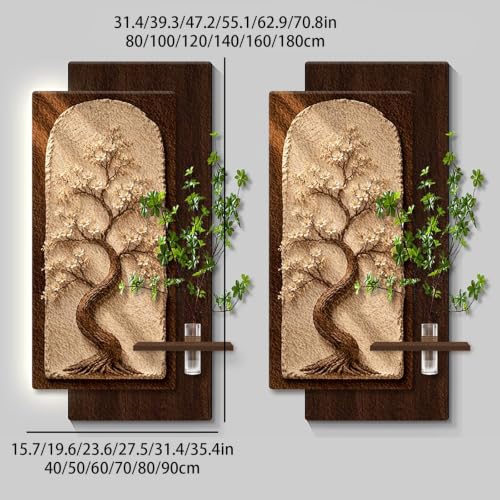 3D Wall Art Decor, LED Lighted Sandstone Money Tree Wall Sculpture