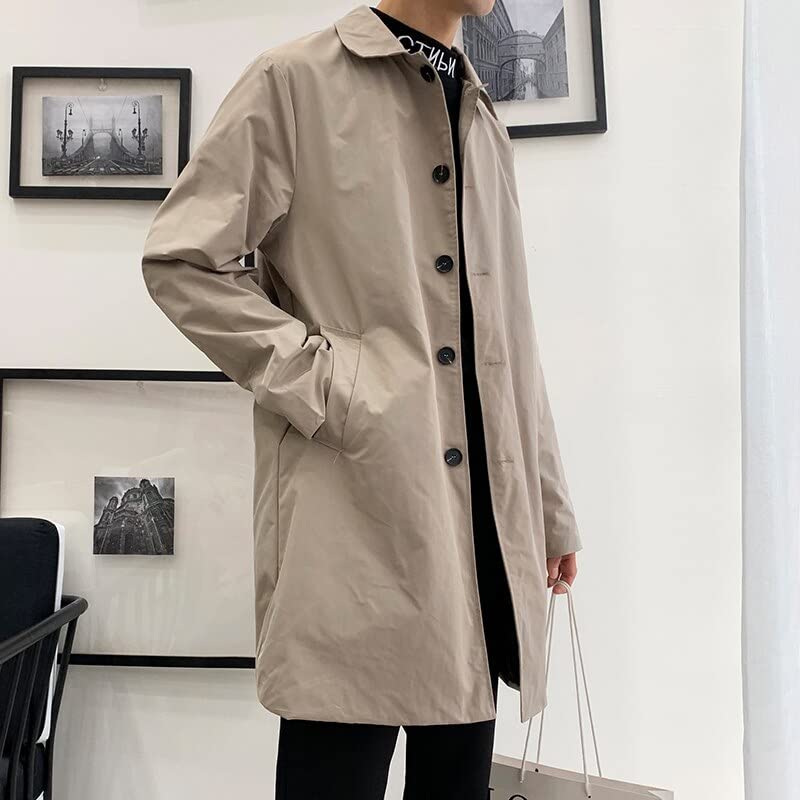 Oversized Heren Trenchcoats Casual Overjas Jas Mannelijke Tuniek Buttom Windjack Kleding Jas for Heren (Color : Beige, Size : 2XL(178-186cm)) - Image 4
