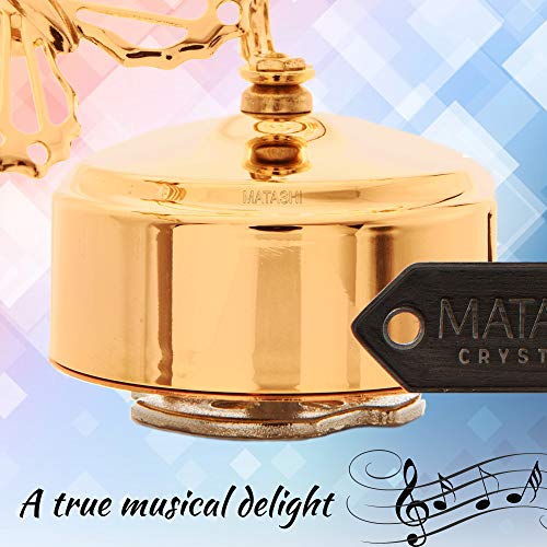 Matashi MTMB13621 24K Gold Plated Music Box with Crystal Studded Double Butterfly Figurine