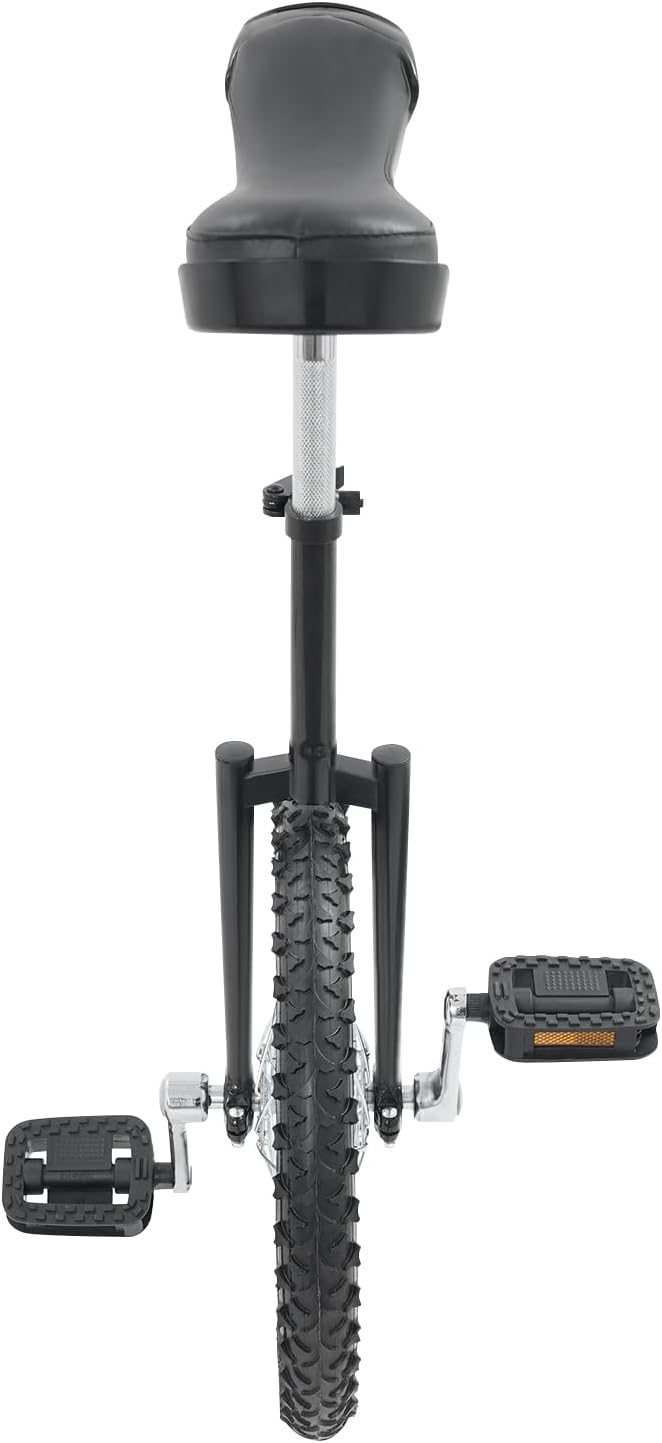 16 inch Wheel Unicycle, Height Adjustable One Wheel Bike Outdoor Sports Fitness Black