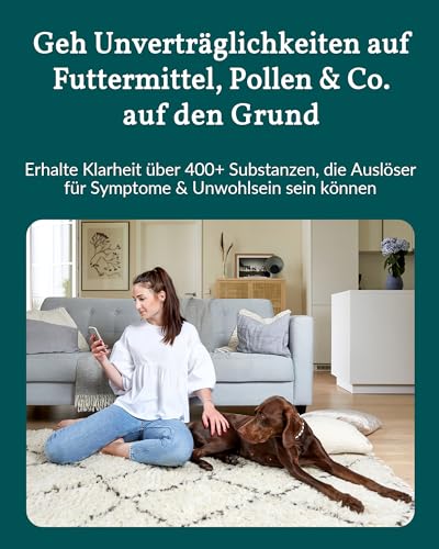 vetevo Allergietest Plus Hund, Unverträglichkeitstest Hunde, bei Juckreiz & Niesen, 360+ Futtermittel Unverträglichkeiten, Gräser, Pollen & Co