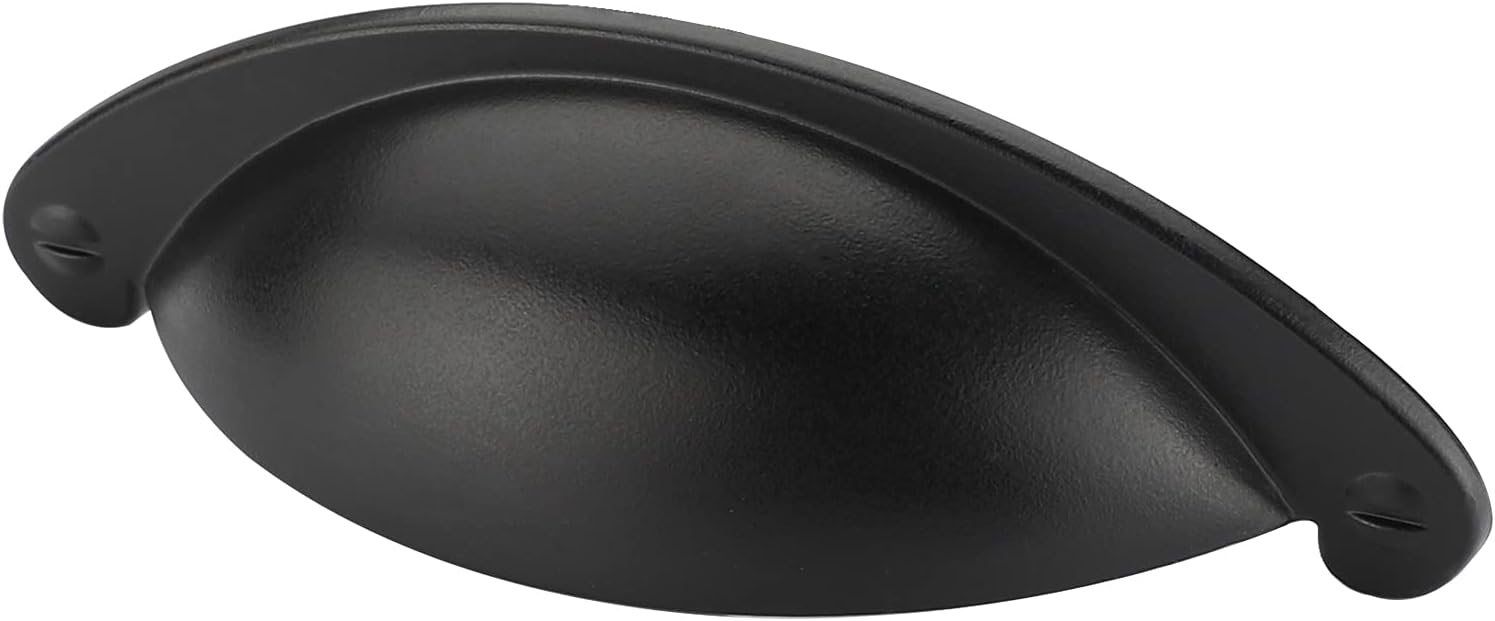 goldenwarm 10 Pieces Cup Drawer Pulls 2.5 inch Black Drawer Pulls - LS4071BK64 Black Cup Pulls for Drawer Dresser Hardware Pulls Cabinet Handles Kitchen Hardware Cup Pulls Handles