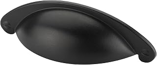 12 Pack goldenwarm Cup Drawer Pulls Black Bin Cup Drawer Pulls - LS4071BK64 Modern Kitchen Cabinet Hardware Solid Bin Cabinet Hardware Pull for Bathroom,Closet, 2.5in Hole Centers