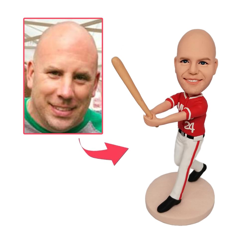 Niestandardowe figurki Bobbleheads spersonalizowana lalka, męski sportowiec baseballowy ręcznie robiona spersonalizowana rzeźba prezent dla mężczyzny chłopaka męża biura współpracownika