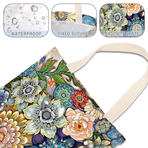 Image of Boho Floral Car Trash Bags - Hanging, One-handed Strap, Cute Printed, Small Garbage Bags for Car Back Seat Accessories