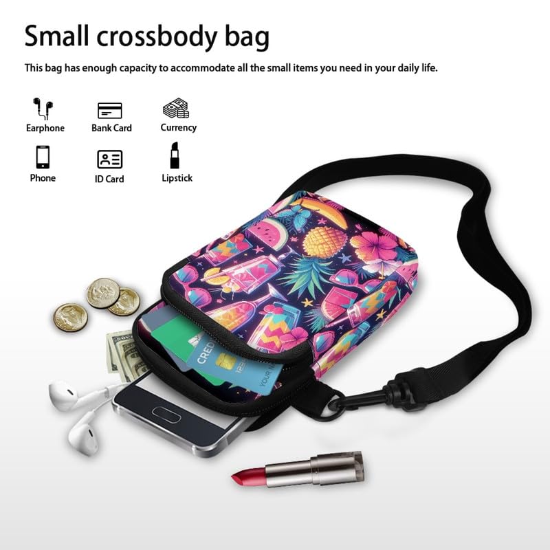 Image of Hawaiian Tribal Small Crossbody Bags for Women Cell Phone Bag Purse, Sea Turtle Zipper Sling Purses Shoulder Bag