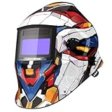 ARCCAPTAIN 溶接面 自動遮光 超軽量 本当の色を映す ソーラーパワー 溶接ヘルメット 溶接マスク 遮光度4/9-13(超高速 1/25,000秒)電池交換可能,機動戦士ガンダム