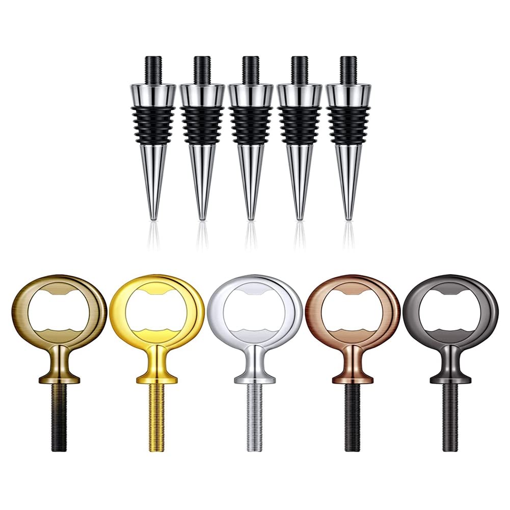 CTRLZS Wine Stopper,Blank Bottle Opener Chrome Bottle Stopper Opener Set Hardware for Wedding Wine Party Wood Turning DIY