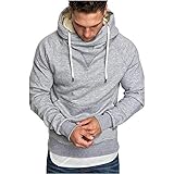 Herren Oversize Vintage Biker-Style Crew-Neck T-Shirt Sweatshirt Herren Kapuzenpullover Hoodie Pullover Sweatshirt mit Aufdruck Freizeit Street Gym Fitness Jogging Sport
