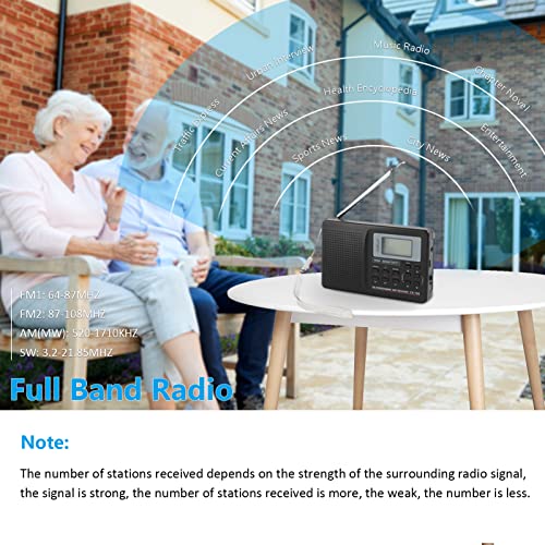 Goshyda AM FM Radio, Portable Digital Radio FM AM SW Sound Digital Tuning Receiver Full Band Radio with Alarm Clock - Image 3