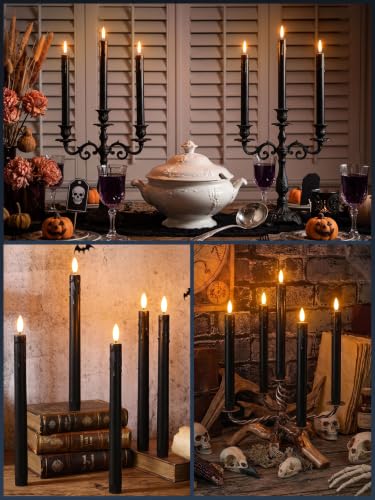 Image of Treela 36 Pcs Flameless Taper Candle,Black, 0.8x8.9″, Wide Mouth