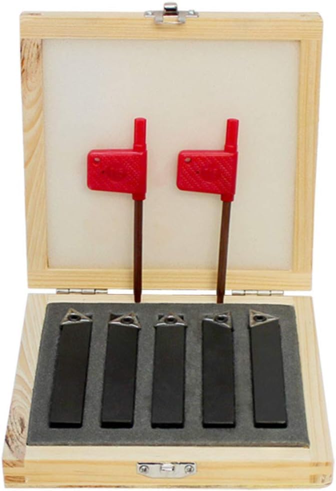 5 PC 1/2'' Indexable Carbide Insert Lathe Turning Tool Bit + 10 Pc Tips Combo