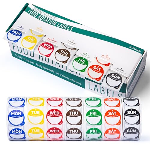 Date Stickers for Food - Day of The Week Day Dots Removable Food Labels