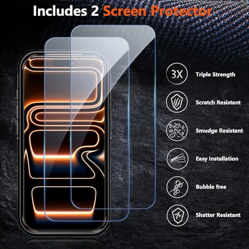 AEDILYS® for Apple Recommend Shockproof iPhone 17 Pro Max Case,[15 FT Military Grade Drop Protection],with 2X [Kevlar® 9H Glass Screen Protector] Air Bumpers Full-Body Protective Phone Case, Black by AEDILYS - Image 4