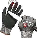 Schwer ProGuard Highest Level Cut Resistant Work Gloves PR3326 for Extreme Protection，ANSI A9 Cut Gloves with Reinforced Thumb, Non Slip, Breathable, Durable, Touch-screen, Non PFAS, Black 1 Pair（XL）