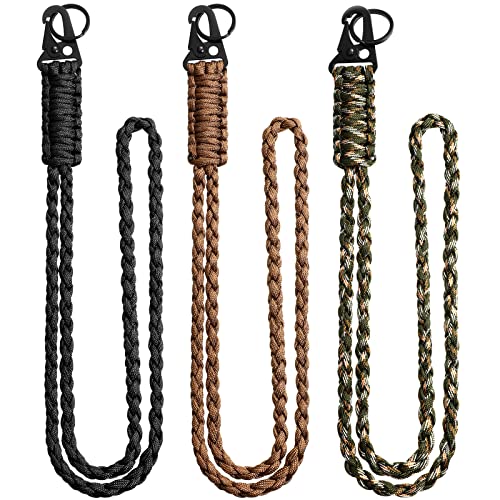 Shappy 3 Pieces Paracord Lanyard Keychains Braided Wrist Strap for Men Women Outdoor Survival...