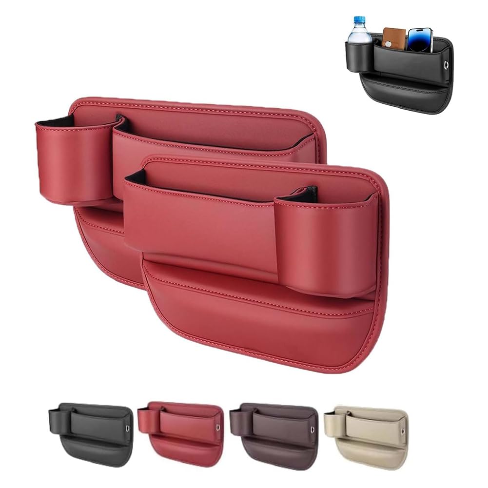 Contenitore universale per sedile auto, in pelle, universale, regolabile, per cellulari, occhiali, chiavi, carte (2 pezzi