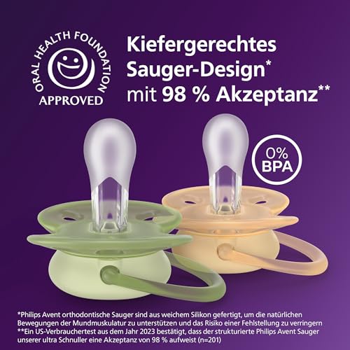 Philips Avent ultra soft Schnuller – kiefergerecht geformtes Design, für Babys, 6–18 Monate, flexibles Saugerschild… – Ansicht 3