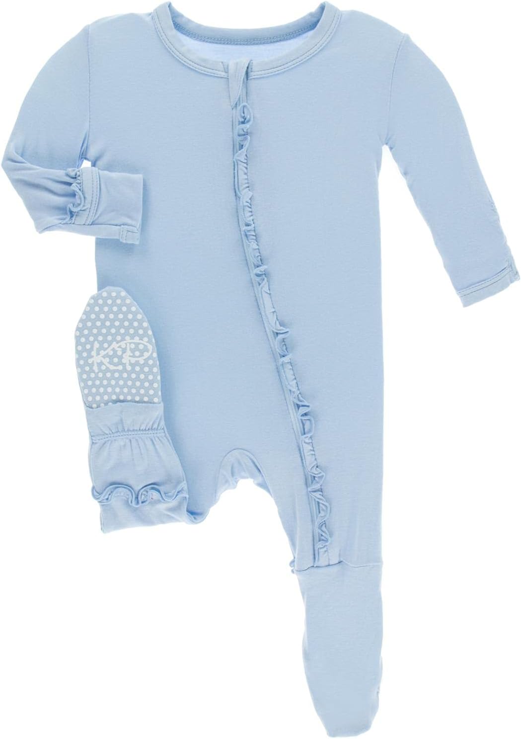 KicKee Pants Solid Classic Ruffle Footie with Zipper, Soft Sleepwear, One-Piece Baby Girl Clothes