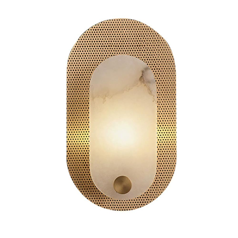 HUAYUSEDF Nordic Industrial Style Marble Copper Wall Lamp, Creative Single Head Light, G9 Base Mounted Fixtures, Bedroom Living Room Dining Decoration Sconce
