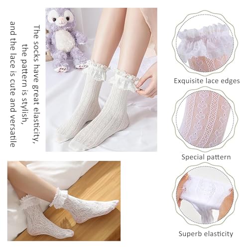 Women Lace Ruffle Socks & Blister Cushions for Feet: 2Pairs White Lace Socks 10Pcs Heel Gel Blister Bandages Wedding4