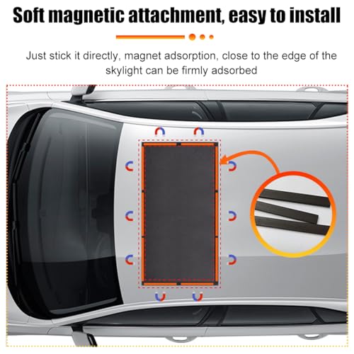 Image of Car Sunroof Sun Shade, Magnetic Net Sun UV Protection Cover, Breathable Mesh Auto Sunroof for UV Sun Protection, Universal Automotive SUV Car Accessories