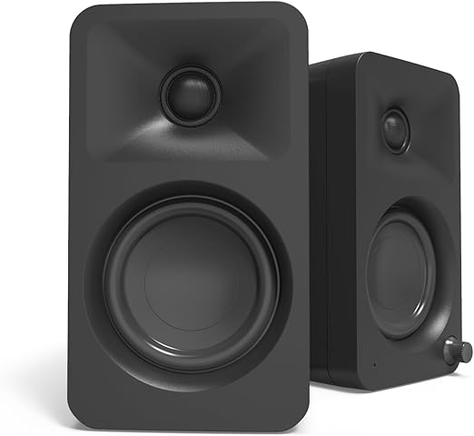 Kanto ORAMB 100W Powered Reference Desktop Computer Speakers with Bluetooth 5.0 and USB-C Input | Bi-Amplified | 100 Hz Automatic Crossover | Reference Quality Sound | Pair | Black