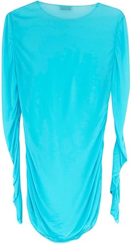 Emilio Pucci Vestido Corto con Mangas fruncidas Semi Transparente en Turquesa Segunda Mano