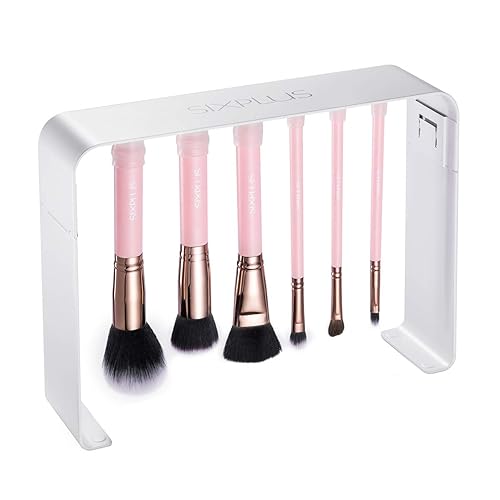 Miniatura 8 de SIXPLUS Pinceles de maquillaje de viaje con estuche, 15 piezas de brochas de maquillaje rosa profesional para base, corrector de polvo, sombra de