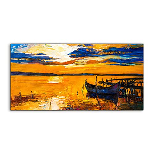 Tableau acrylique de luxe 120x60cm art mural moderne Sunset Bridge pour salon