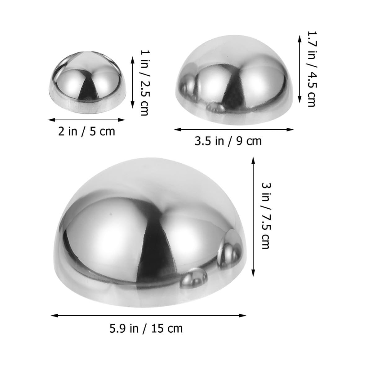 ifundom 4 Pezzi Sfere Riflettenti per Giardino in Acciaio Inossidabile Lucidato, Design Semplice a Mezza Sfera, Decorazioni Esterni per Casa e Bar